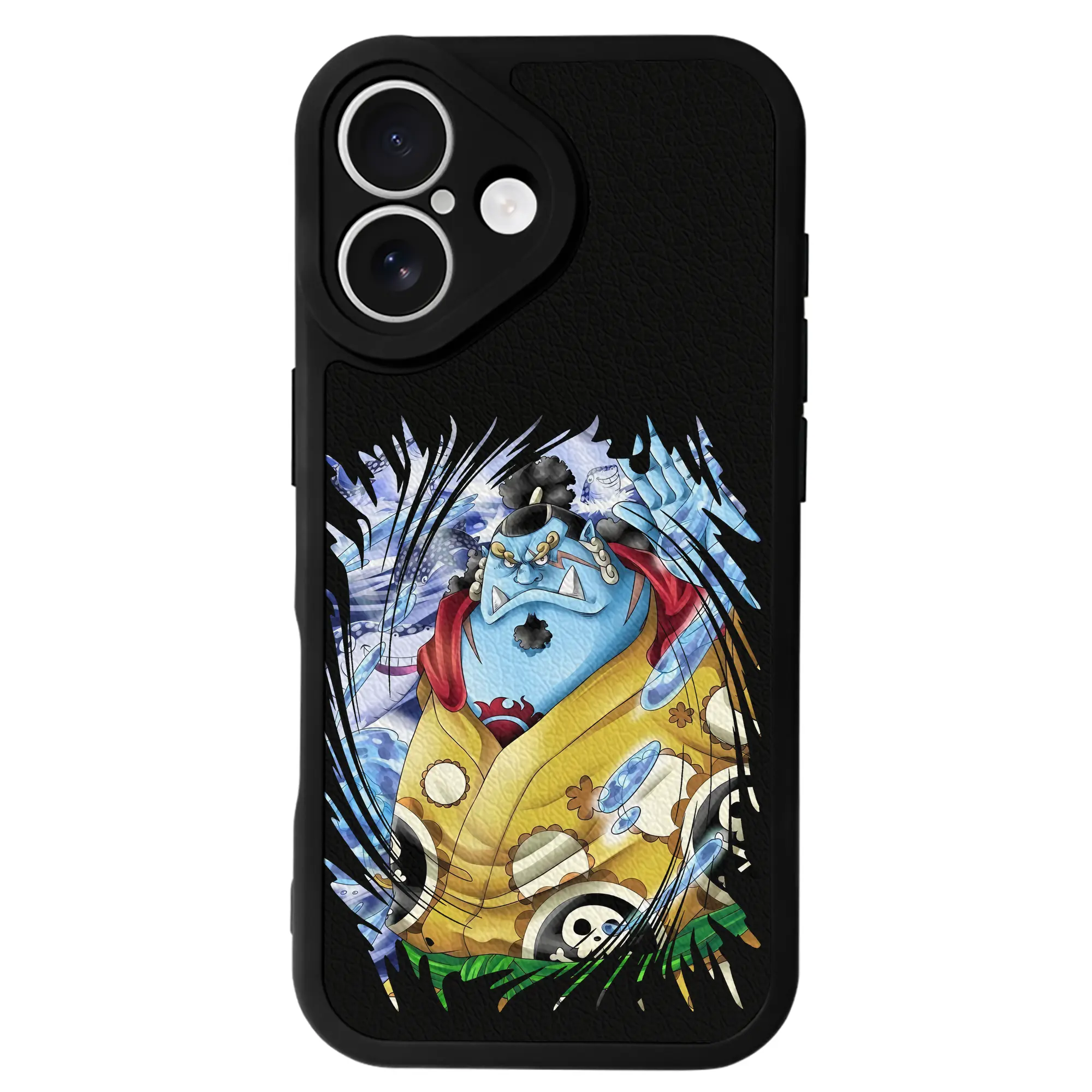 ワンピース グッズ ジンベエ - IPhone 16シリーズ対応 ・ シリコンスマホケース ・ レザー調 ・ 高精度フィット ・ 耐衝撃 ・ ワイヤレス充電対応 ・ 精密カット